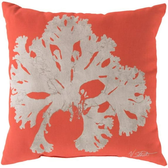 Surya RG052-2020 20 x 20 x 4 in. Rain Coastal Square Throw Pillow, Bright Orange & Beige