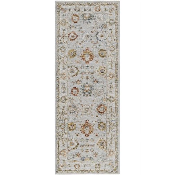 Surya Reina 31x87" Traditional Polyester Rug - Gray/Cream/Denim/Mustard/Olive