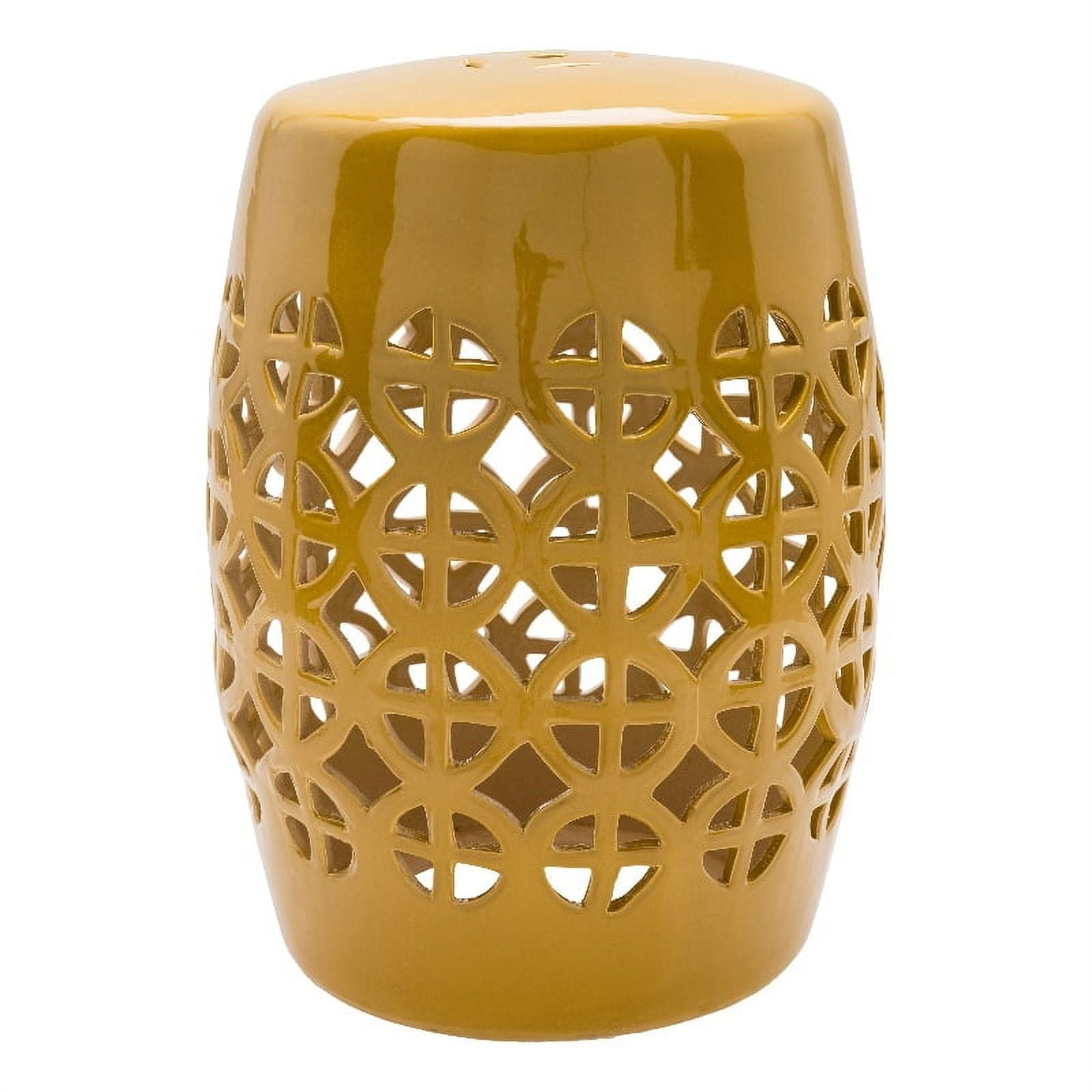 Surya Ridgeway Modern Ceramic and Porcelain Garden Stool in Yellow