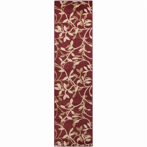 Surya Riley RLY-5011 24x89" Runner Traditional Fabric Rug in Burgundy Red/Tan