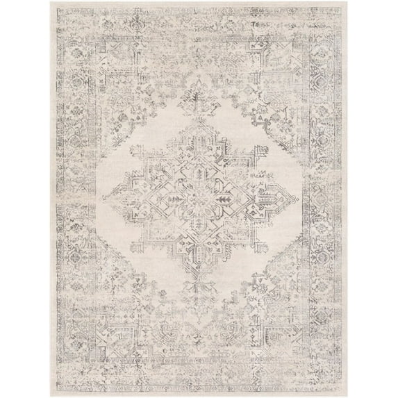 Surya Roma ROM-2322 94 x 120" Rectangle Fabric Rug in Off White/Gray/Charcoal