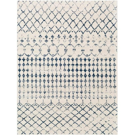 Surya ROM2342-71010 7 ft. 10 in. x 10 ft. Roma Machine Woven Rug, Dark Blue & White