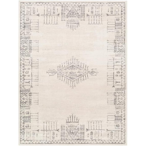 Surya Roma ROM-2346 108 x 147" Rectangle Fabric Rug in Charcoal/Light Gray/White
