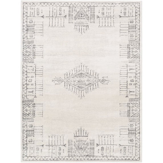 Surya Roma ROM-2346 63 x 85" Rectangle Fabric Rug in Charcoal/Light Gray/White