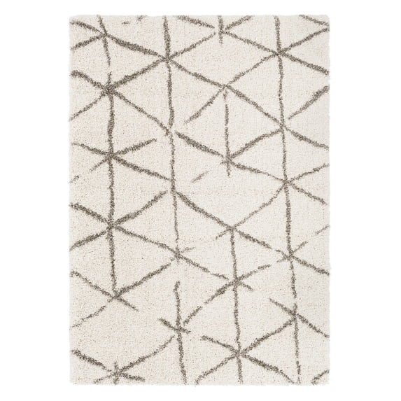 Serengeti Shag SGT-2310 6'7" x 9'6" Area Rug in Taupe/Khaki/Ivory/Dark Brown