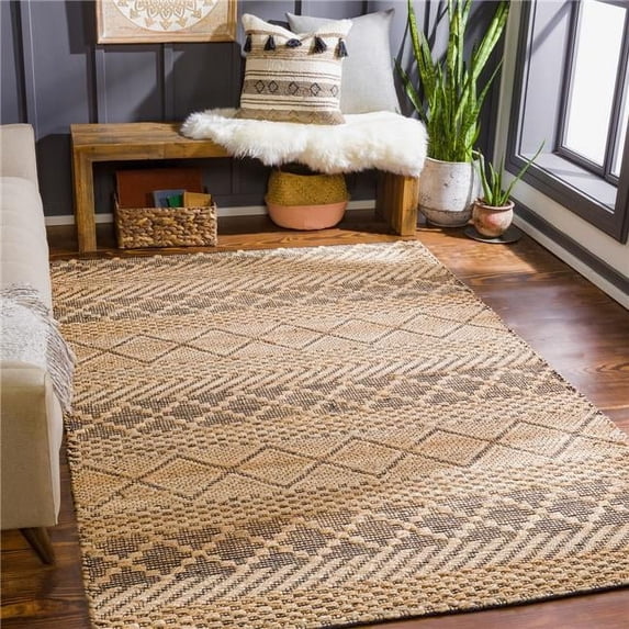 Surya Santa Barbara SBB-2310 30x96" Runner Global Fabric Area Rug in Tan/Black