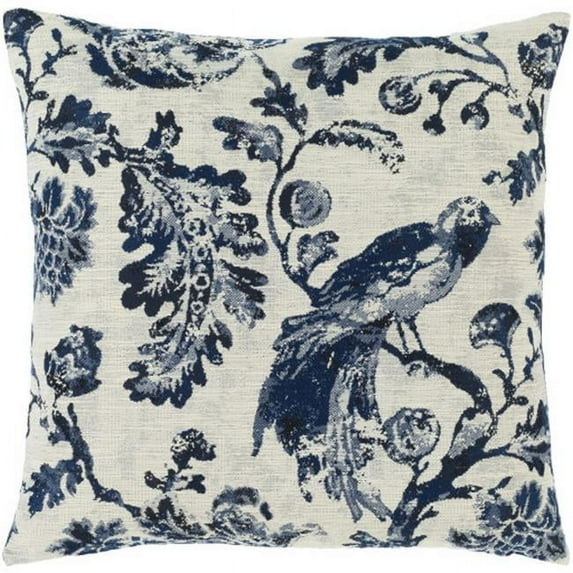 Surya Sanya Bay SNY-002 22 x 22" Square Cotton Pillow Kit in Ivory/Ink Blue