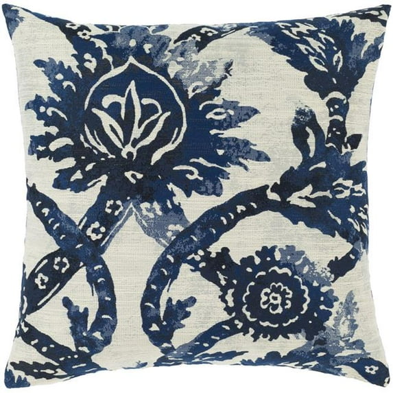 Surya Sanya Bay SNY-003 20 x 20" Square Cotton Pillow Kit in Ivory/Ink Blue