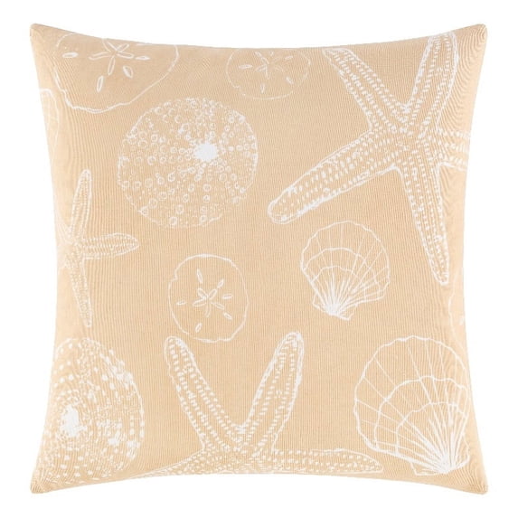 Surya Sea Life 18x18" Square Coastal Cotton Pillow Kit in White/Beige