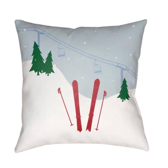 Surya Set Of Skis Square Throw Pillow - Multi Color - 18 x 18 x 4 in.