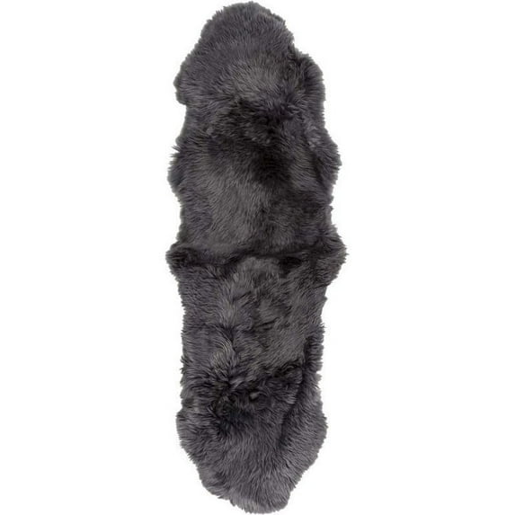 Surya Sheepskin 2' x 3' Hand Tufted Runner Rug in Gray