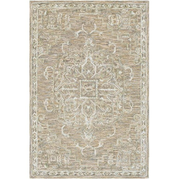 Surya Shelby 7 x 9 ft. Rectangle Hand Tufted Traditional Area Rug - Camel - Aqua & Sage