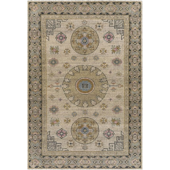 Surya Smyrna SMY-2301 24x36" Rectangle Traditional Wool Area Rug in Beige/Green