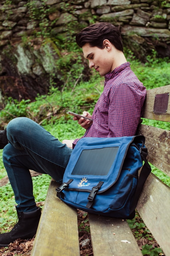 Surya Solar Shoulder Bag with Power Bank, Blue