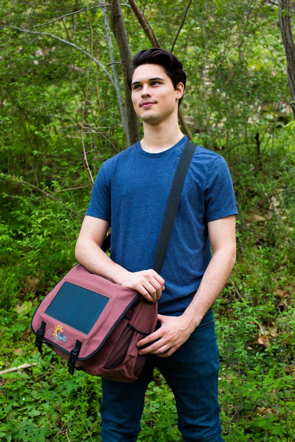 Surya Solar Shoulder Bag with Power Bank, Brown