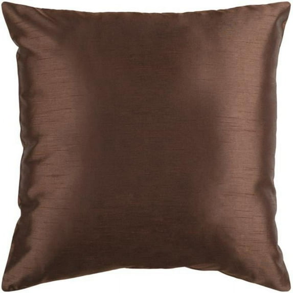 Surya Solid Luxe HH-040 22 x 22" Square Fabric Pillow Cover in Dark Brown