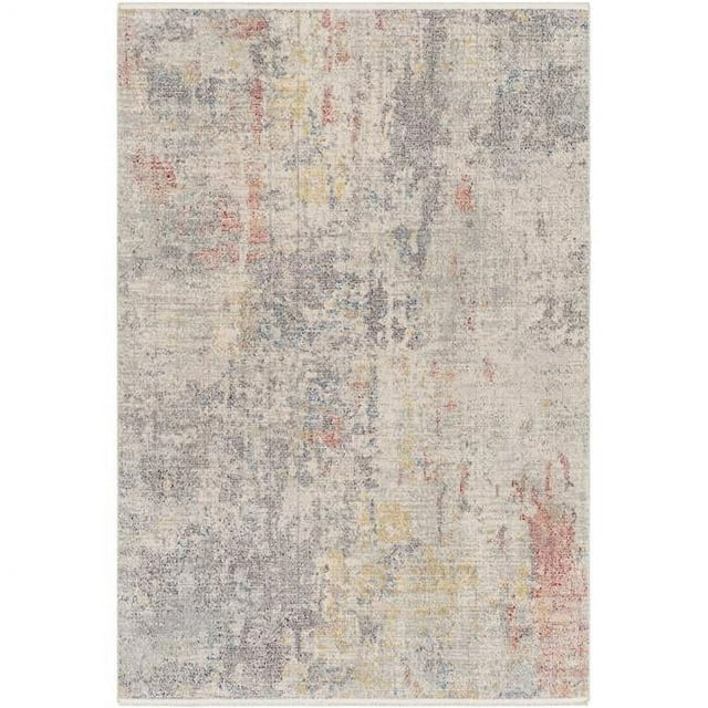 Surya Subtle 79x108" Modern Polyester Rug in Taupe/Gray/Light Red/Yellow