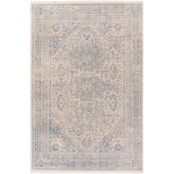 Surya Subtle 79x108" Traditional Polyester Fabric Rug in Blue/Gray/Taupe