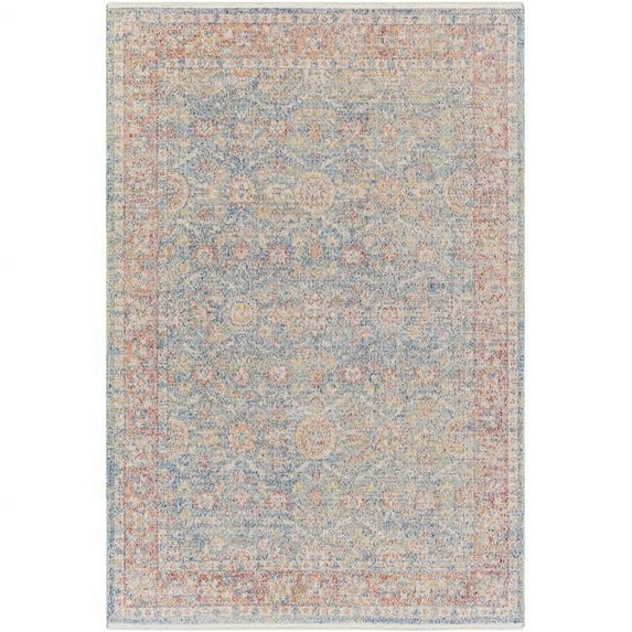 Surya Subtle 94x120" Traditional Polyester Rug - Light Red/Blue/Taupe