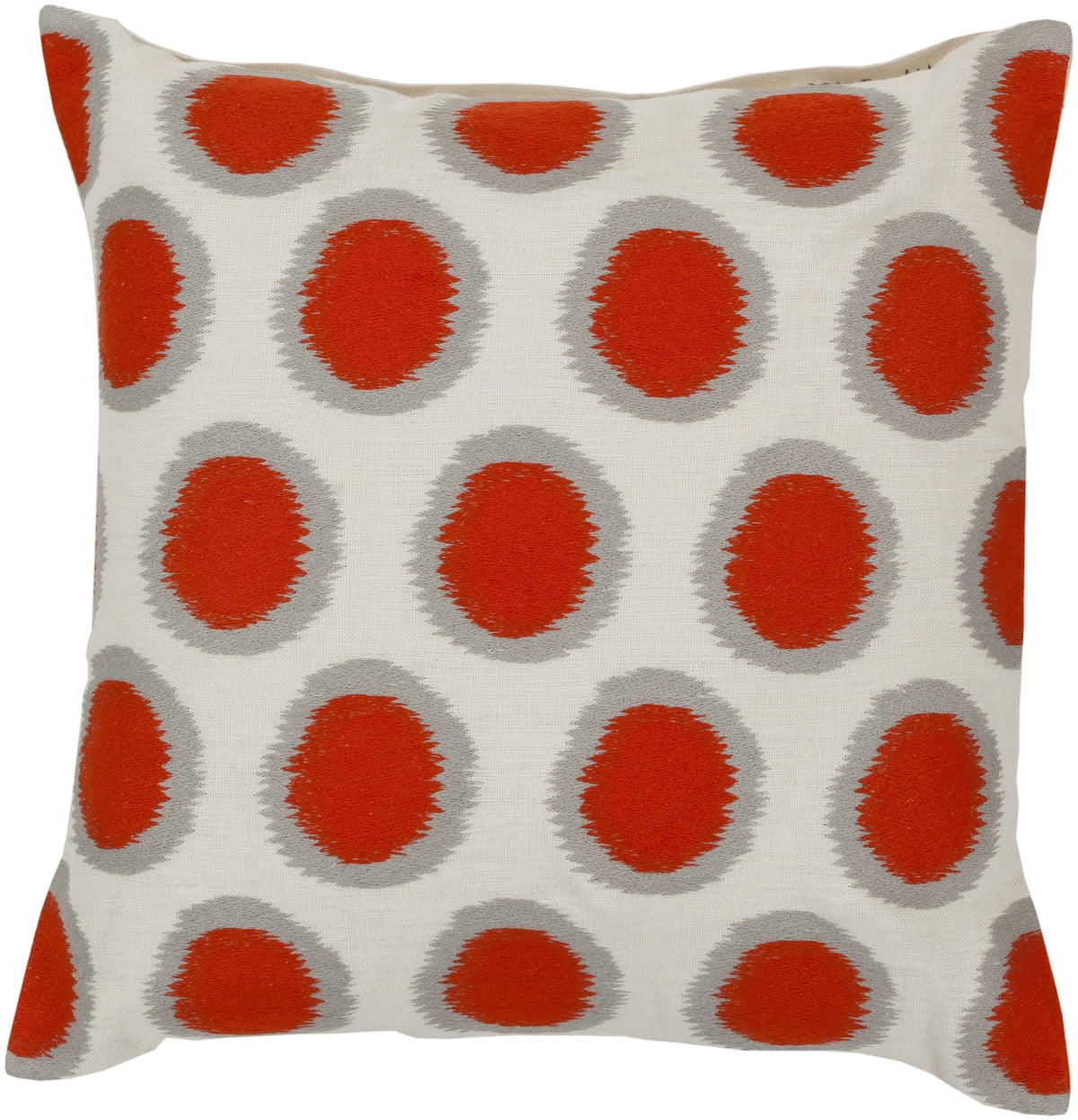 Papyrus and Orange Ikat Dots Linen Square Pillow Cover
