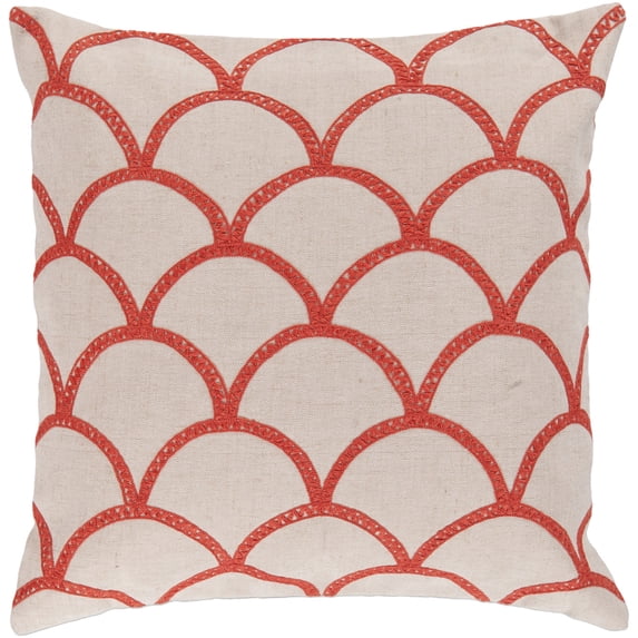 Surya Surya Pillows Area Rug COM009 Orange-Red/Peach Cream Embroidered Scales 22" x 22" Square