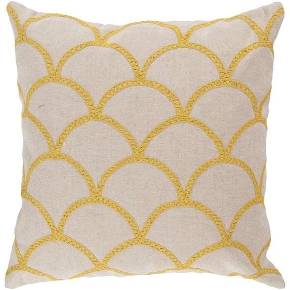 Surya Surya Pillows Area Rug COM010 Sunshine Yellow/Peach Cream Embroidered Scales 22" x 22" Square
