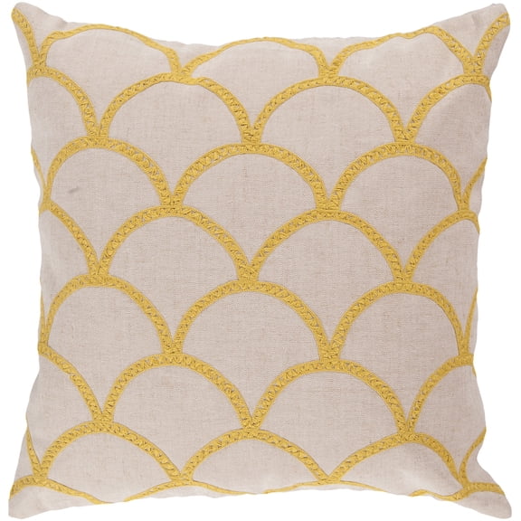 Surya Surya Pillows Area Rug COM010 Sunshine Yellow/Peach Cream Embroidered Scales 22" x 22" Square