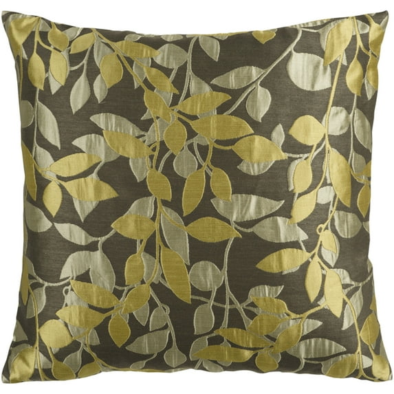 Surya Surya Pillows Area Rug HH060 Yellow/Pewter Layered Vines 18" x 18" Square