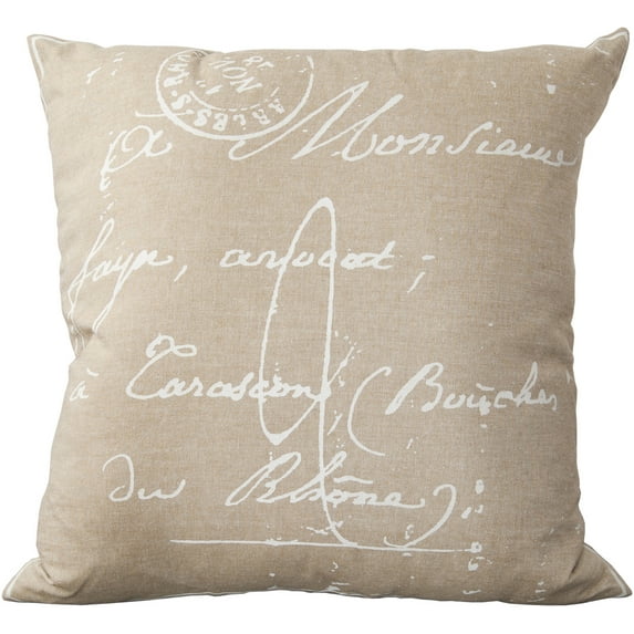 Surya Surya Pillows Area Rug LG511 Dark Taupe/Papyrus Typography French 22" x 22" Square