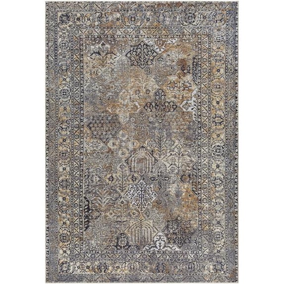 Surya Tahmis 31x94" Runner Traditional Fabric Rug in Gray/Black