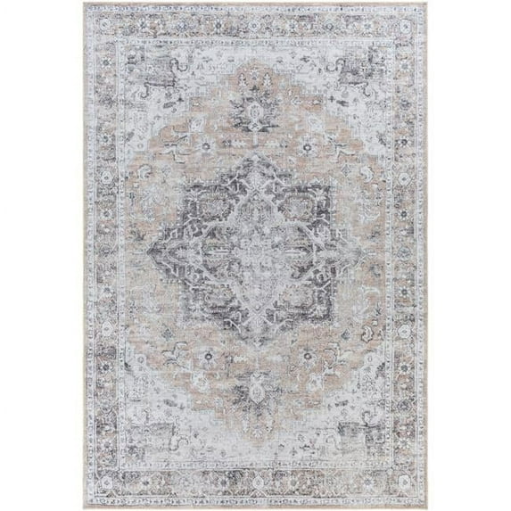 Surya Tahmis 63x87" Rectangle Traditional Fabric Rug in Gray/Light Orange