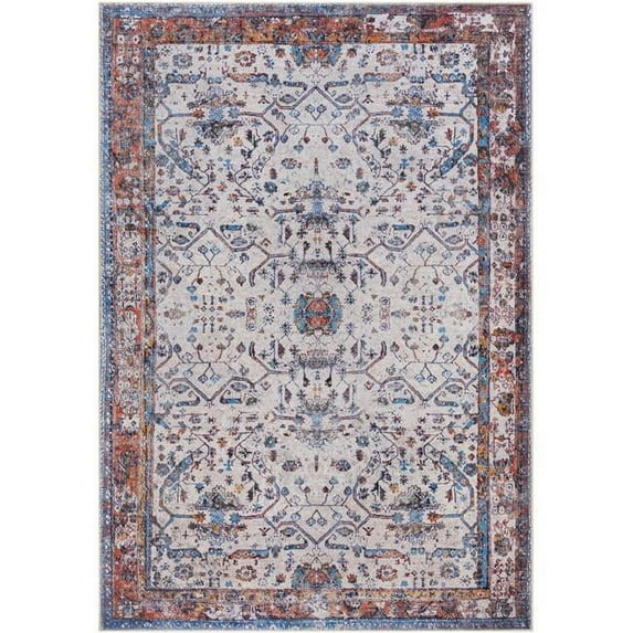 Surya Tahmis 94x122" Rectangle Traditional Fabric Rug in Red/Blue