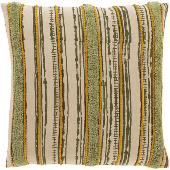 Surya Tanzania TZN-003 18x18" Square Global Cotton Pillow Kit in Green