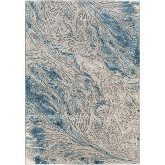 Surya Tibetan TBT-2326 79 x 114" Rectangle Fabric Rug in Teal/Pale Blue/Charcoal