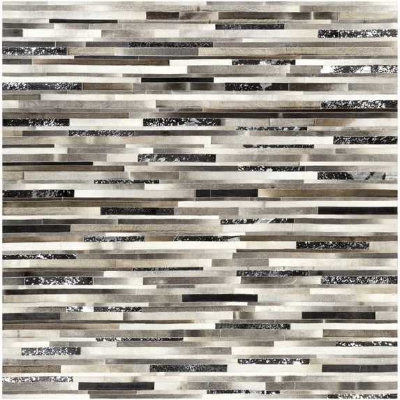 Surya Trail TRL-1120 96x96" Square Modern Leather Area Rug in Light Gray/Black