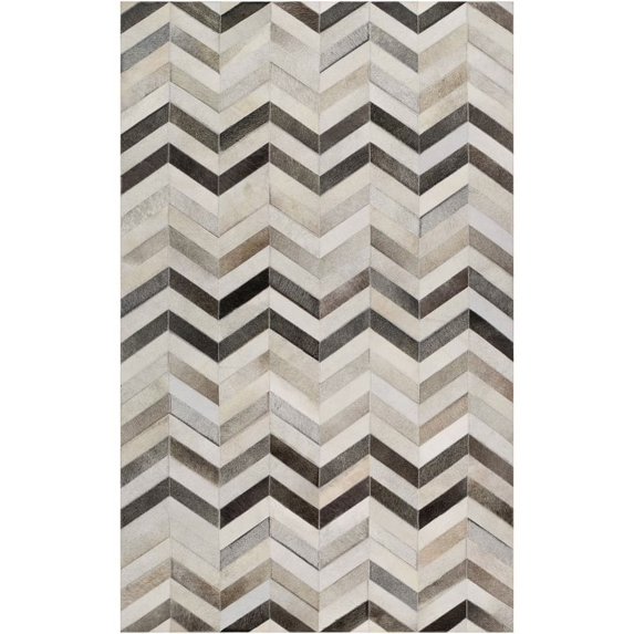 Surya Trail TRL-1129 120x168" Rectangle Modern Leather Rug in Gray/Charcoal