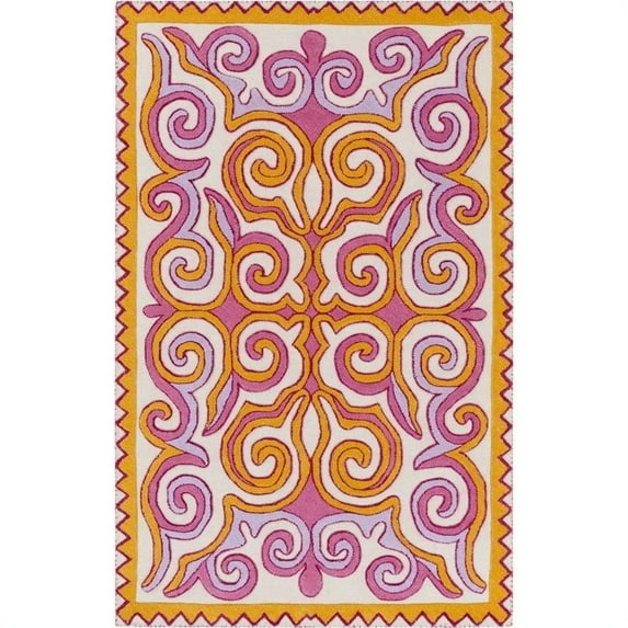 Surya Tulemola 2' x 3' Hand Woven Wool Rug in Pink Orange