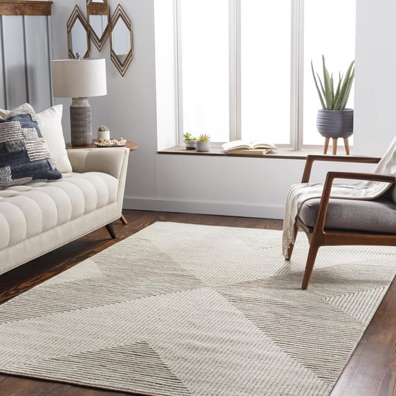 Tunus Hand Knotted Area Rug - Ivory - 6' x 9'