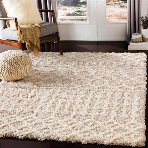 Surya Urban Shag USG-2303 79x79" Square Fabric Area Rug in Cream/Light Beige
