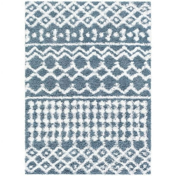 Surya Urban Shag USG-2311 94x122" Rectangle Fabric Area Rug in Denim Blue/White