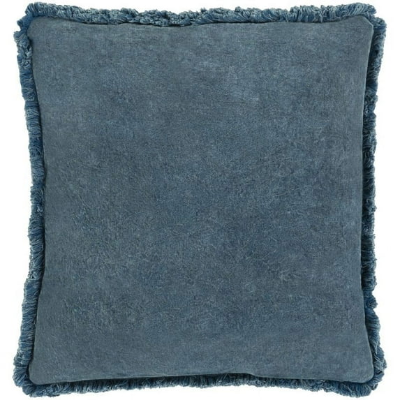 Surya WCV-002 20x20" Square Washed Cotton Velvet Pillow Kit in Teal Blue
