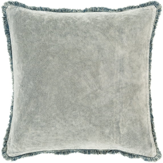 Surya WCV-003 22x22" Square Washed Cotton Velvet Pillow Cover in Slate Gray