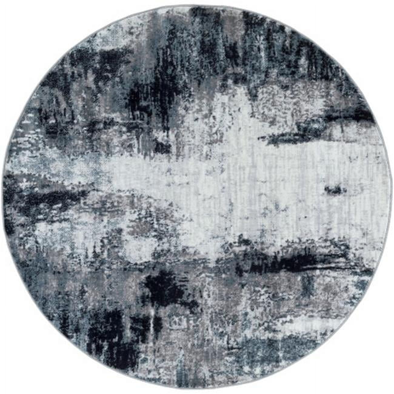 Surya Wanderlust WNL-2309 63 x 63" Round Fabric Rug in Blue/Black/White