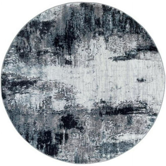 Surya Wanderlust WNL-2309 63 x 63" Round Fabric Rug in Blue/Black/White
