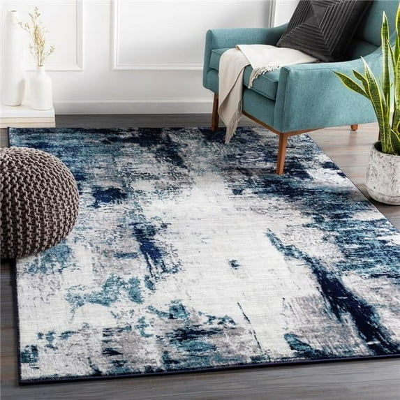 Surya Wanderlust WNL-2309 79 x 108" Rectangle Fabric Rug in Blue/Black/White