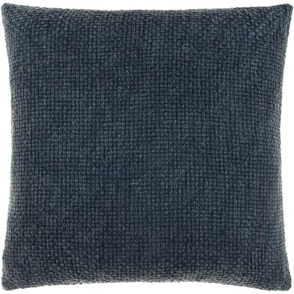 Surya Washed Texture WTE-002 18x18" Square Cotton Pillow Kit in Deep Teal Navy