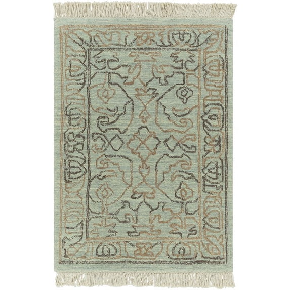 Surya Wilmington WLG-9000 24x36" Rectangle Wool Area Rug in Sage Green/Gray