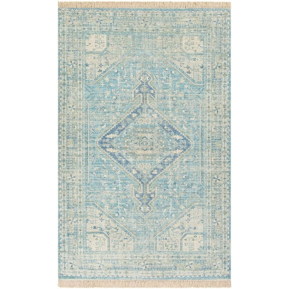 Surya Zainab ZAI-2304 72x108" Rectangle Traditional Cotton Rug in Sky Blue/Sage