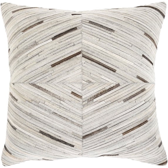 Surya Zander ZND-003 20x20" Square Rustic Leather Pillow Kit in Gray