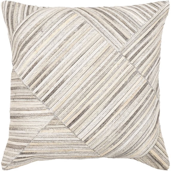 Surya Zander ZND-006 20x20" Square Rustic Leather Pillow Kit in Cream